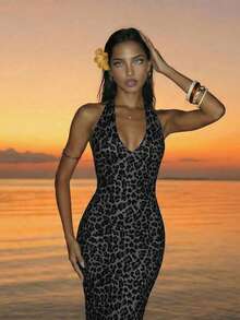 Firerie Women's Leopard Print Backless Bodycon Dress - Multicolor - View 3