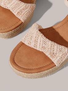 Styleloop Women's Wedge Heel Platform Sandals, Bohemian, Beach Vacation, Western Wind, Summer Wear, Travel Essentials - Apricot 4 - View 5