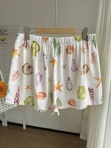 Comfortcana Pantalones cortos sólidos, cómodos y holgados con cordón, talla grande, para primavera/verano - Albaricoque - Ver 9