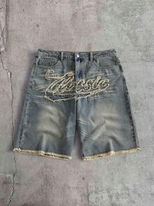 AXEPEAK Men's Black Washed Printed Shorts - Blue - View 2