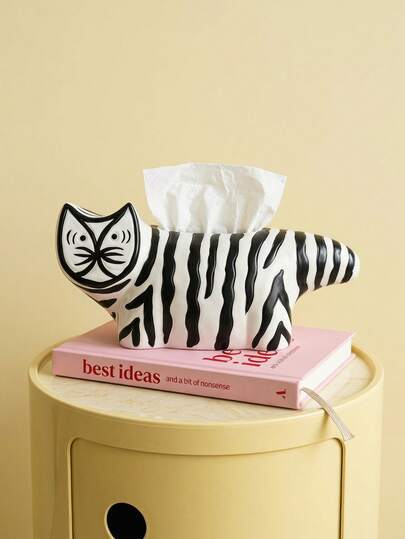 Joivida 1Pc/2Pcs Decorative Ornaments For Home Living Rooms, Hallways, Bedrooms, Show Flats And Desk Tops, Suitable For Daily Use, With Delicate Texture And Exquisite Workmanship. Cartoon Black-And-White Striped Flat-Faced Cat Design, Simple, Cute And Cute Style, Warm And Healing Soft Decoration That Enhances The Atmosphere, Versatile And Space-Saving.