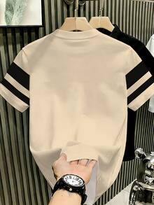 Manfinity Hypemode Men's Contrast Color Round Neck Short Sleeve Casual T-Shirt, Versatile For Summer, Holiday - Multicolor - View 2