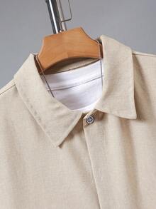 Vacaura 3-Piece Set: Boys' Fashionable Turndown Collar Short Sleeve Shirt + Straight Leg Casual Pants, Suitable For Spring, Summer And Autumn - Khaki - View 6