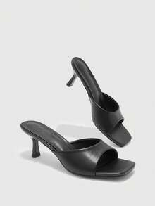 CUCCOO BIZCHIC Giày sandal cao gót hở mũi đa năng dành cho nữ, thích hợp mang hàng ngày hoặc vào dịp Lễ Tình nhân. - Đêm đen - Xem 6