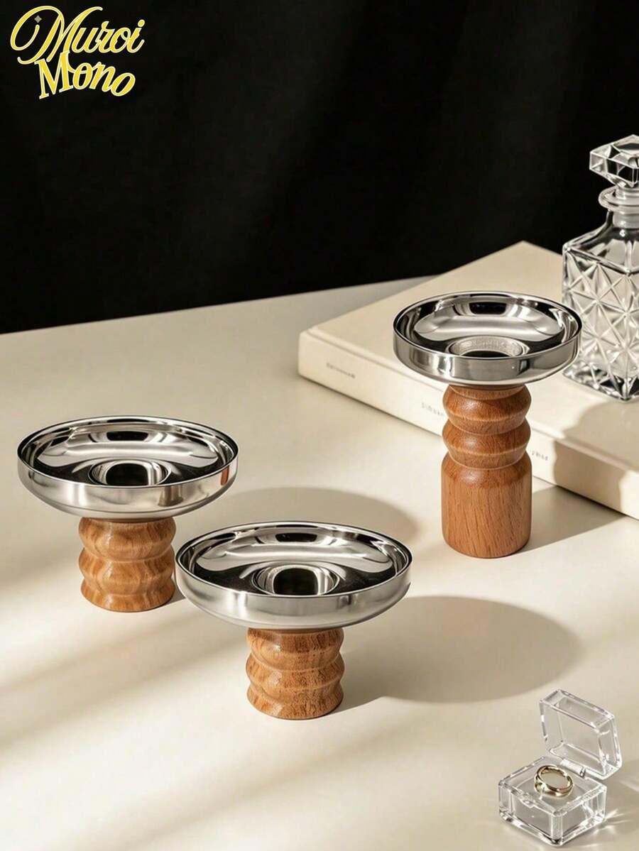 Muroi Mono 1个不锈钢实木圆形托盘,适用于客厅、玄关、浴室、梳妆台、香薰机支架、珠宝收纳盒、钥匙收纳托盘,可用于展示香薰机、精油、珠宝、戒指、耳环、手表、钥匙和小饰品。也适用于玄关桌、梳妆台、床头柜和浴室台面收纳。 - 彩色 - 查看 1