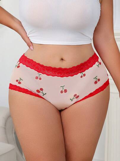 Eraneu Plus Size Lace Patchwork Panties