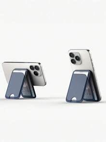 1Pc Magnetic Card Holder For Phone Back Strong Magnet Adhesive Wallet Case Stand Function ID Credit Card Storage For IPhone Magsafe Compatible Ultra Thin Leather Texture Vertical Horizontal Kickstand Convenient Daily Use High Quality Hot - Multicolor - View 5