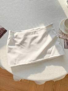 Comfortcana 100% Cotton White Comfortable Women's A-Line Skirt, Suitable For Spring/Summer - White - View 4