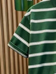 Manfinity Dauomo Men's Contrast Stripe Round Neck Short Sleeve Standard T-Shirt - Multicolor - View 4
