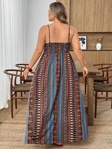 SHEIN CURVE+ Curve Size US22音乐节、海滨度假、波西米亚风大码女士度假长裙、度假长裙、沙滩度假 - 彩色 - 查看 4