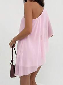 Aloruh Women's Solid Color Sleeveless Mini Dress, Suitable For Beach Vacation,Dresses For Women Summer - Baby Pink - View 2