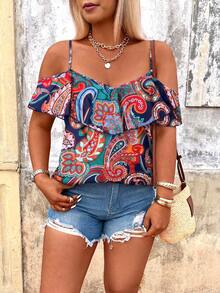 Breezaya Plus Size Women's Printed Shirt, Suitable For Dates, Romantic Vacations, Casual Daily Wear, Versatile Fashion, Spring/Summer - Multicolor - View 3