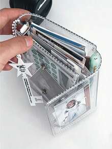 Cuaderno de hojas sueltas transparente A7, páginas interiores en blanco, cuaderno de hojas sueltas transparente, cuaderno de pegatinas, cuaderno de cuero suave, página reemplazable de PVC transparente, carpeta portátil de gran capacidad, adecuado para álbum de fotos y almacenamiento de pegatinas hechas a mano - transparente - Ver 9