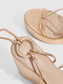 CUCCOO SZL Sandal Fashion Platform Tinggi Wanita, Sepatu Musim Panas untuk Natal dan Musim Semi - Cermin emas mawar - View 4