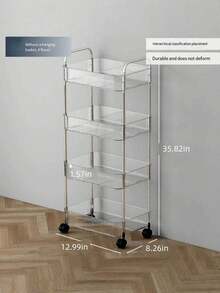 1pc Storage Rack, Transparent Acrylic Beauty Salon Storage Cart, Multi-Layer Movable Snack Cart For Home Use. - Transparent - View 7
