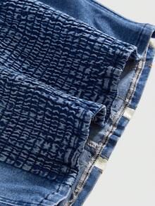 ROMWE Grunge Punk Y2K Retro Sexy Union Jack Metal Rivet Cropped Denim Top - Blue - View 4