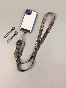 1PC Adjustable Retro Totem Phone Strap, Fashionable, High-End, Long Hanging Chain For Women, Comfortable Wear Around Neck - Multicolor - View 9