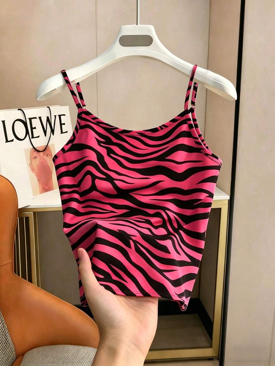 Resyla Top de tirantes de mujer con estampado de cebra para el verano - Multicolor - Ver 1