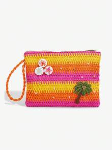 Viva Strut 1 chiếc túi xách cầm tay Dopamine phong cách đảo hè cầu vồng, túi hình cây dừa Hawaii với họa tiết hoa và hình rùa, hoàn hảo cho trang phục đi nghỉ mát của phụ nữ. - Nhiều màu C - Xem 10