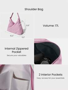 GLOWMODE 17L Unadjustable Textured Water-Resistant Shoulder BagFall Winter - Sugar Pink - View 6
