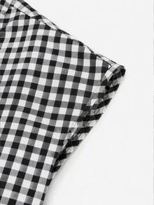 EMERY ROSE Áo sơ mi nữ mùa xuân/hè kẻ caro đen trắng bằng cotton dáng rộng, thời trang thường ngày, thích hợp mặc đi biển, áo sơ mi đi biển thường ngày, họa tiết kẻ caro đen trắng, áo khoác ngoài, áo sơ mi kẻ caro mùa hè, áo mùa xuân/hè. - Đen và trắng - Xem 6