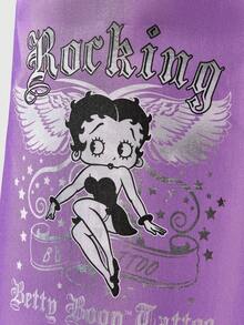 Betty Boop | ROMWE 贝蒂娃娃卡通图案可折叠大容量收纳盒 - 紫色 - 查看 3