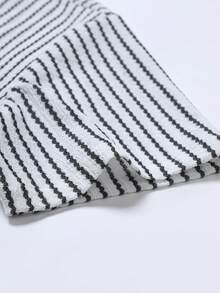 EGENSIO Men's Black & White Striped Simple Daily Short Sleeve Shirt, Summer - Black and White - View 5