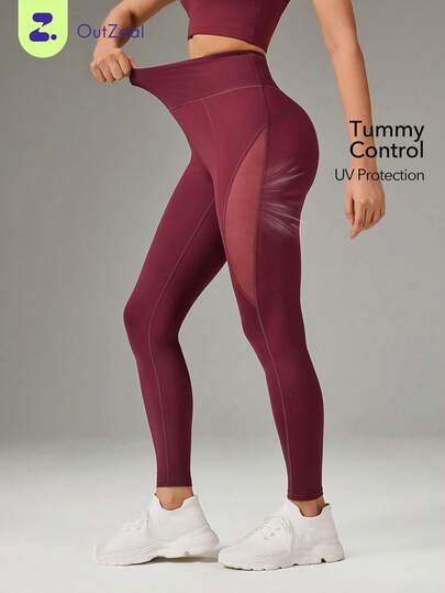 OutZeal Quần legging nữ ngoài trời, thích hợp tập luyện thể dục, Pilates, chống tia UV, có lưới thoáng khí và túi sau.