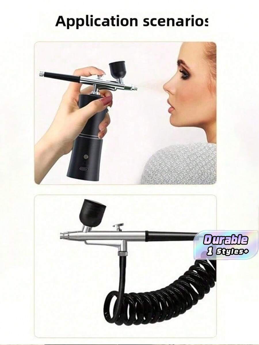 1Set Single‑Action Airbrush Gun 0.3mm Nozzle With 7ml Metal Cup, Trigger Style Airbrush For Model Making, Cake Art, Nail Art & Crafts, Compatible With Most Airbrush Compressors - Black - View 1