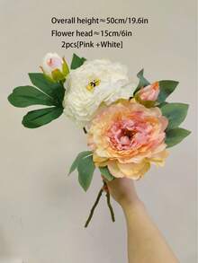 Zazumi 1支/2支/4支仿真玫瑰花，法国牡丹仿真花，家居客厅假花，餐桌摆饰，干花花束，肖邦花卉装饰 - 彩色 - 查看 18
