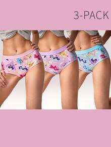 My Little Pony X SHEIN Bộ 3 chiếc quần lót nữ in hình ngựa hoạt hình dễ thương, thoải mái. - Nhiều màu - Xem 1