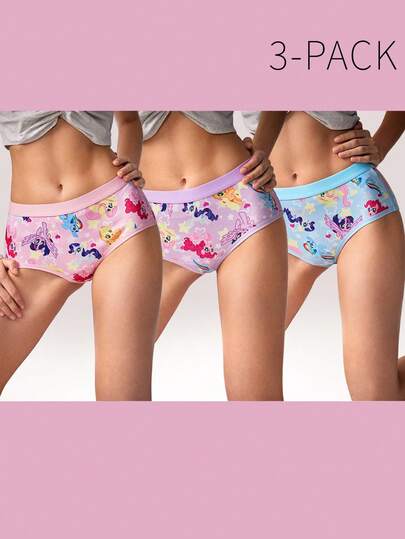 My Little Pony X SHEIN 3pcs/Set Women's Cute Cartoon Horse Print Comfortable Panties