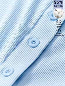 SHEIN BASICS 女款純色極簡無袖背心，休閒日常穿著夏季女用淺藍色 - 藍色 - 查看 6