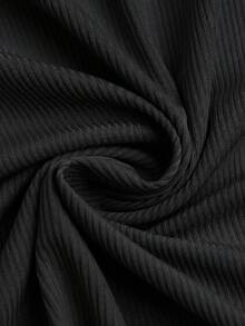 Dream Adore Set Pakaian Santai Musim Panas Wanita Ukuran Plus Warna Hitam, Set Pakaian Tidur Kasual Lengan Pendek dengan Hiasan Renda dan Pita, Kerah V, dan Rajutan Berkerut yang Serasi untuk Keluarga - Hitam - View 7