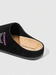 HELLO KITTY AND FRIENDS | SHEIN CUCCOO Women Casual Versatile Plush Round Toe Fluffy Flat Slippers For Christmas - Black - View 5