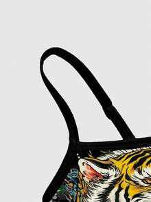 ROMWE Avant Cute & Sexy Spaghetti Strap Flare Pants With Layered Waistband, Women 2 Pieces Set - Black - View 3