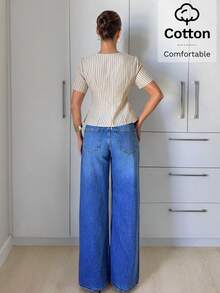 Siren Gaze Verano,Estilo Francés Elegante,Blusa de Lujo con Cuello en V y Volantes para Brunch Chic para Mujeres,Top de Manga Corta Ajustado y Cómodo para Oficina y Trabajo - Multicolor - Ver 5