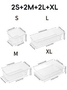 Caja de almacenamiento de cosméticos de escritorio, juego de organización de cajones de plástico transparente, caja de almacenamiento de tocador transparente, caja de almacenamiento exquisita, caja de partición de cajón de escritorio y caja de almacenamiento, adecuada para cosméticos, joyas, herramientas pequeñas en la cocina, el dormitorio, el baño, la oficina, la decoración del cajón del escritorio para fiestas - transparente - Ver 23