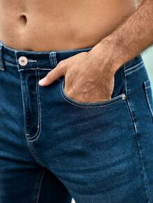 Mercer Haus Men Slant Pocket Jeans - Dark Wash - View 5