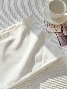Comfortcana 100% Cotton White Comfortable Women's A-Line Skirt, Suitable For Spring/Summer - White - View 5