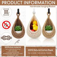 1pc Wall-Mounted Basket, Boho Woven Basket, Creative Teardrop Shape, For Vegetables And Fruits, Kitchen Storage Basket, Kitchen Supplies - Multicolor - View 4
