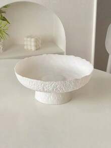 1pc Hammered Glass Fruit/Snack Plate, Creative Household Dry Fruit/Candy Tray For Living Room - White - View 6