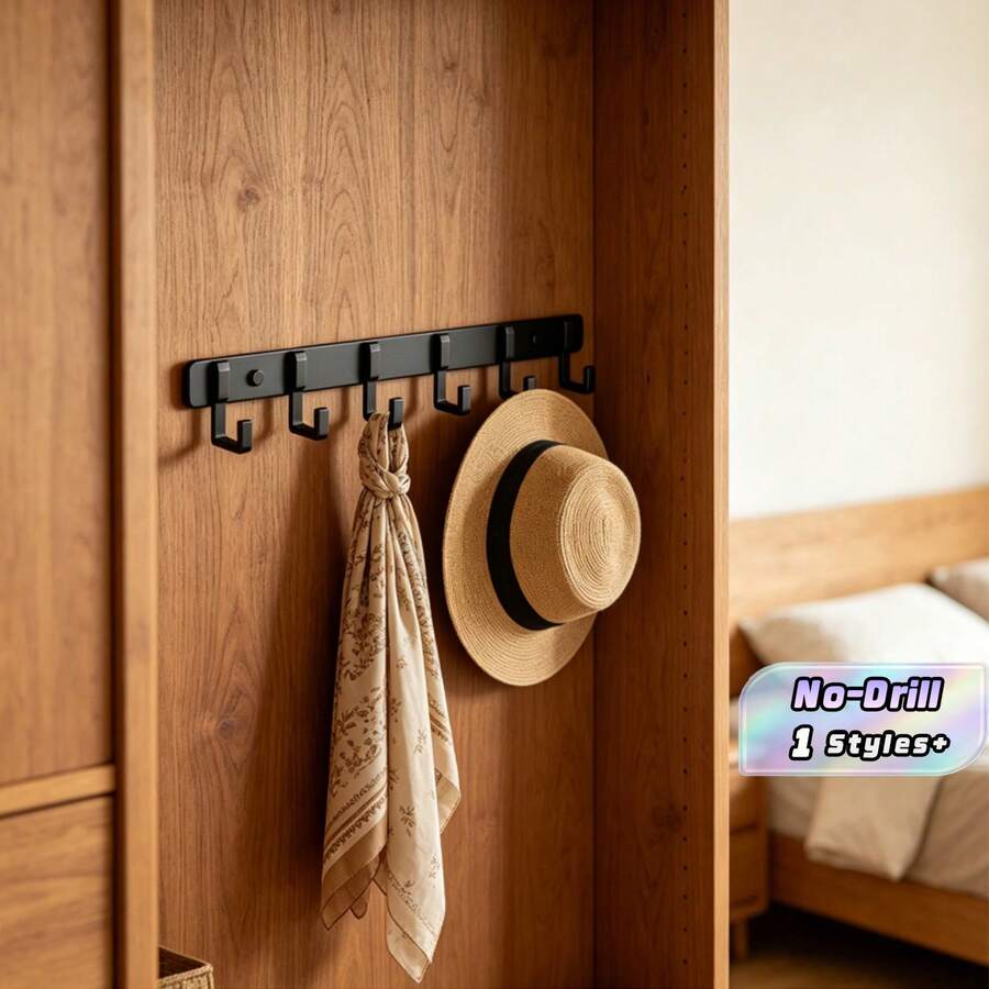 No-Drill Wall Mount Hanging Hooks, Strong Adhesive Stainless Steel Hooks For Dorm Room, Door Back Hangers For Clothes & Towels - Multicolor - View 1