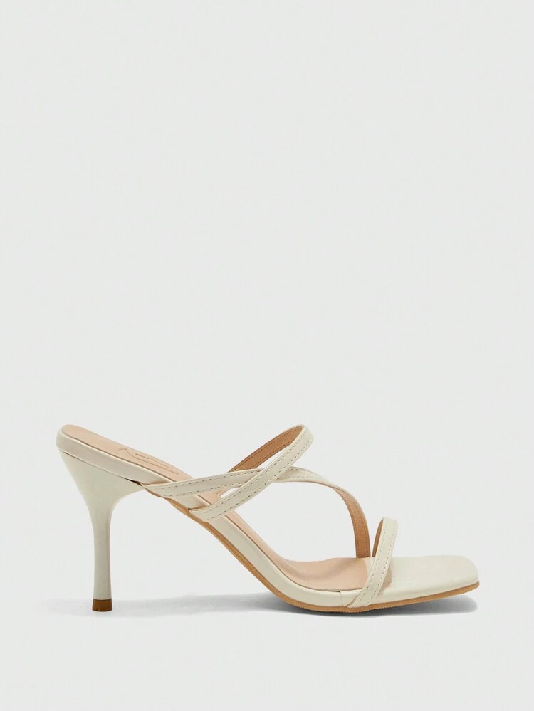 CUCCOO BIZCHIC Square Toe Stiletto Beige Comfortable Simple Stiletto With Summer Fashion Open-Toed Women's High-Heeled Sandals Slippers Daily Commute Versatile Fashion Sexy Women's Sandals
