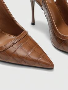CUCCOO BIZCHIC Point-Toed Stilettos, Metal Buckles, Workplace Commuting Dating Slim Heels - F54 brown - View 7