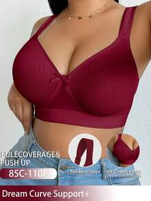 DesireSculpt Plus Size Wireless Bra - Burgundy - View 3