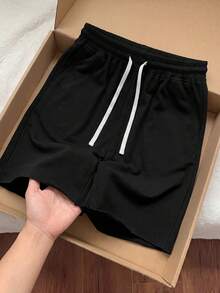 Comfortcana Quần short Bermuda nữ cỡ lớn, kiểu dáng thể thao thường ngày, chất liệu cotton nguyên chất, màu đen, có dây rút, dễ phối đồ, có túi, phong cách retro sinh viên, mang hơi hướng thể thao cổ điển. - màu đen - Xem 6