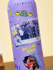 FRIENDS X SHEIN 500ml /16 Oz 真空保溫不鏽鋼杯，1個防漏蓋，適用於熱飲/冷飲，適用於大多數杯架 - 紫色 - 查看 6