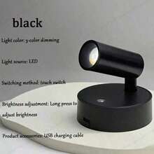 1 pieza Luz de pared recargable LED, Foco magnético, Luz para pintura, Luz nocturna, Lámpara de lectura para mesita de noche, Luz nocturna para dormitorio que cuida los ojos, Regulable, Inalámbrica sin perforación, Control táctil giratorio 360°, Batería recargable - Multicolor - Ver 15