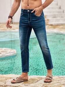 Mercer Haus Men Slant Pocket Jeans - Dark Wash - View 3